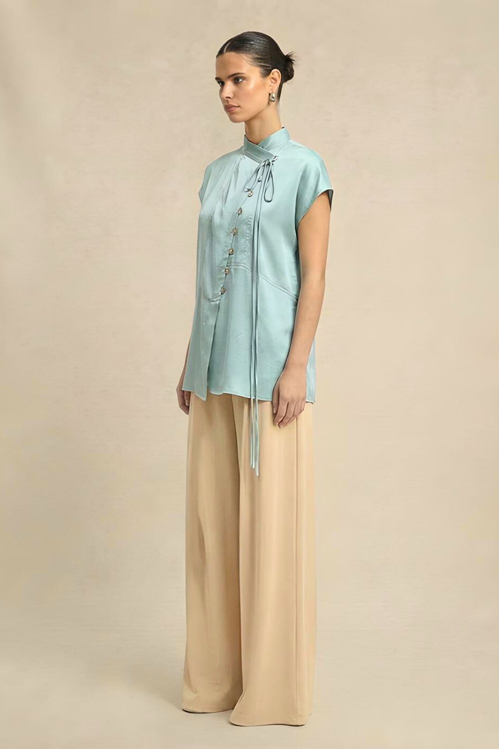 Tropical Breeze Blue Crew Neck Blouse