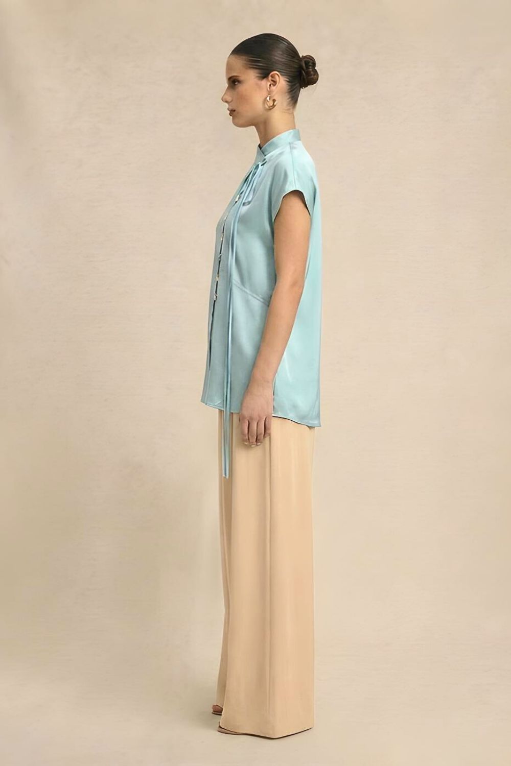 Tropical Breeze Blue Crew Neck Blouse
