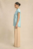 Tropical Breeze Blue Crew Neck Blouse