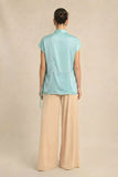 Tropical Breeze Blue Crew Neck Blouse