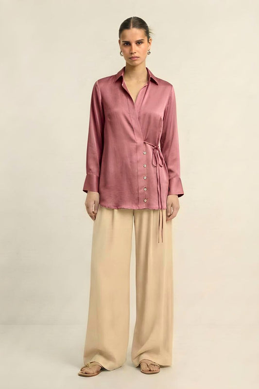 Brick Red Wrap Blouse