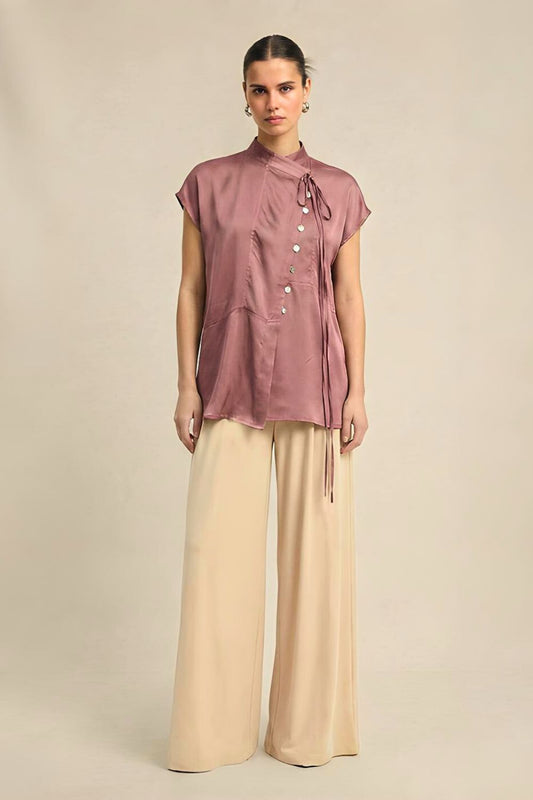 Brick Red Crew Neck Blouse