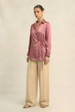 Brick Red Wrap Blouse