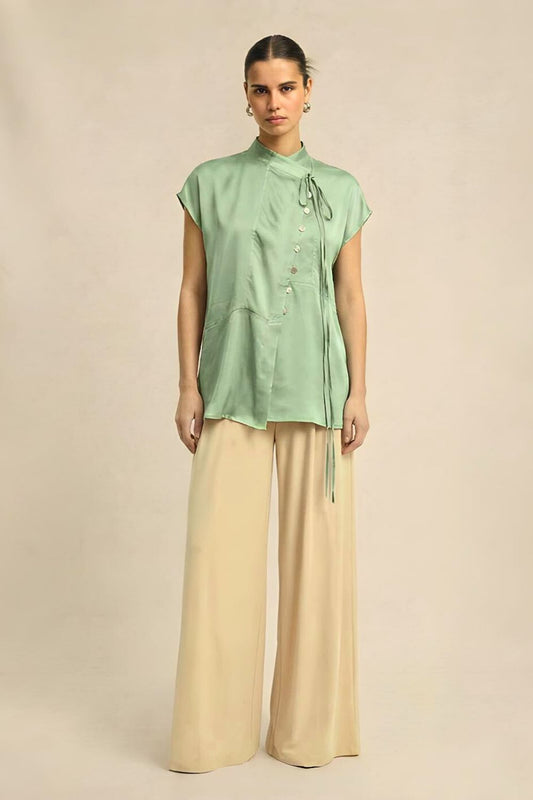 Ash Green Crew Neck Blouse