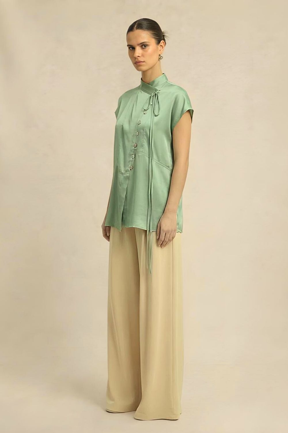 Ash Green Crew Neck Blouse