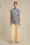 Steel Grey Crew Neck Blouse