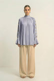 Steel Grey Halter Neck Blouse