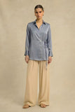 Steel Grey Wrap Blouse