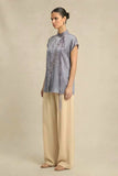 Steel Grey Crew Neck Blouse