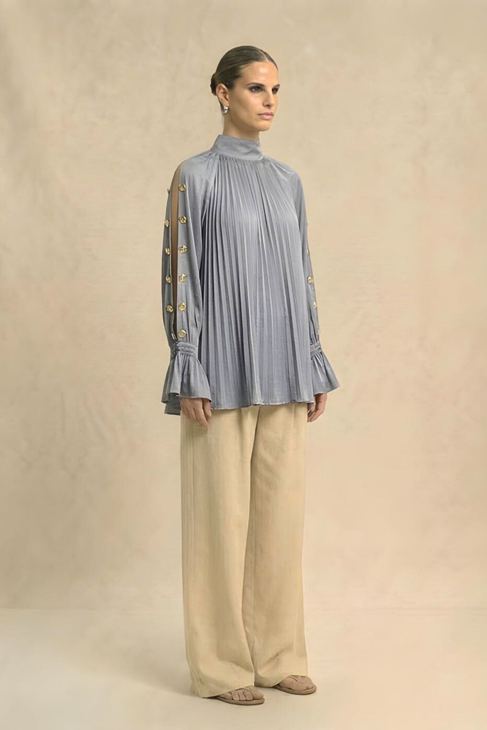 Steel Grey Halter Neck Blouse