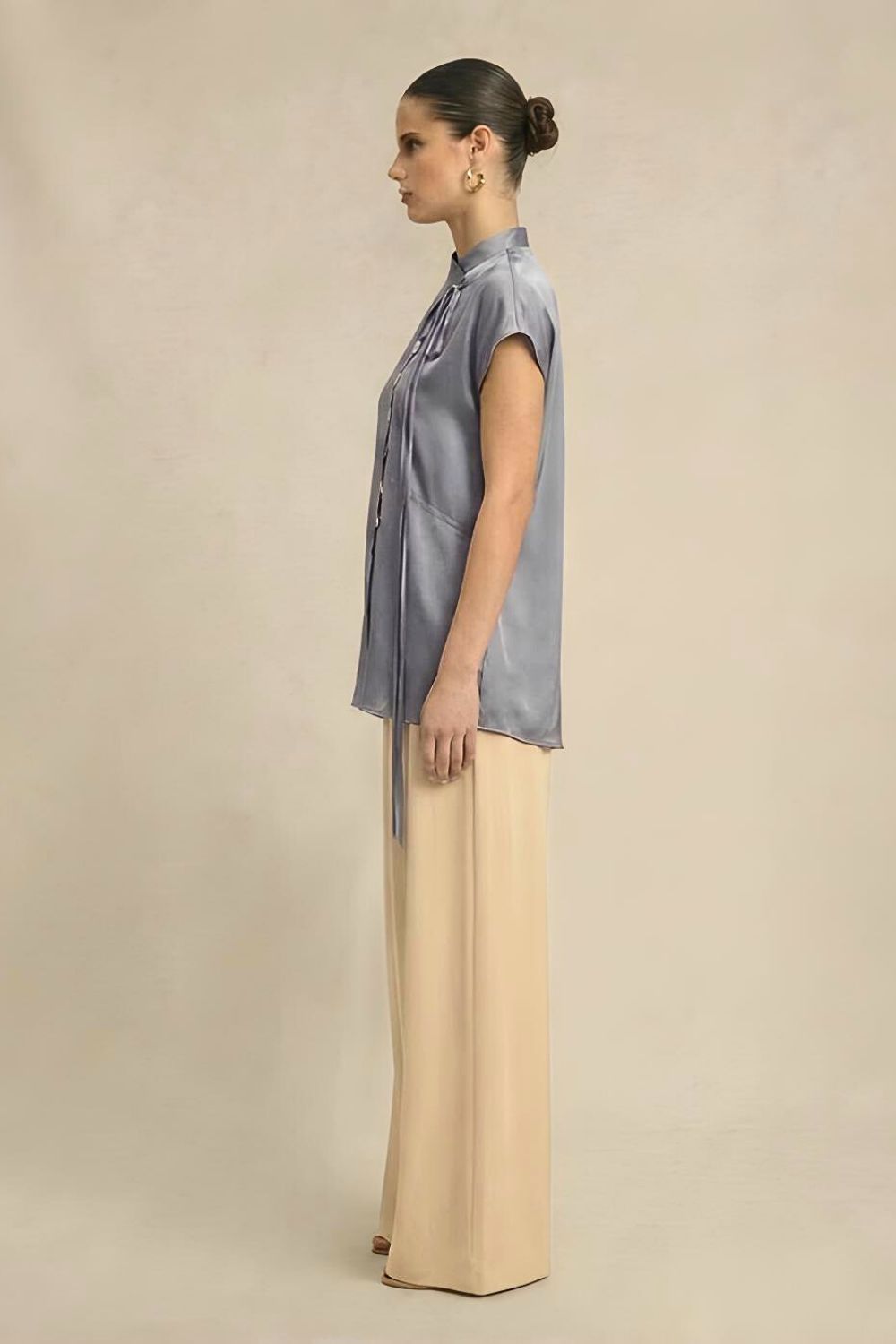 Steel Grey Crew Neck Blouse