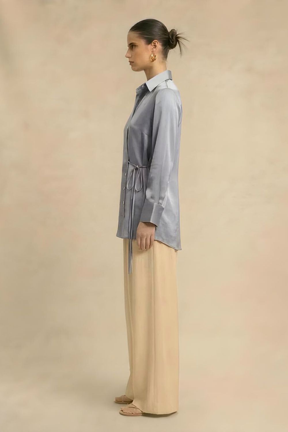 Steel Grey Wrap Blouse