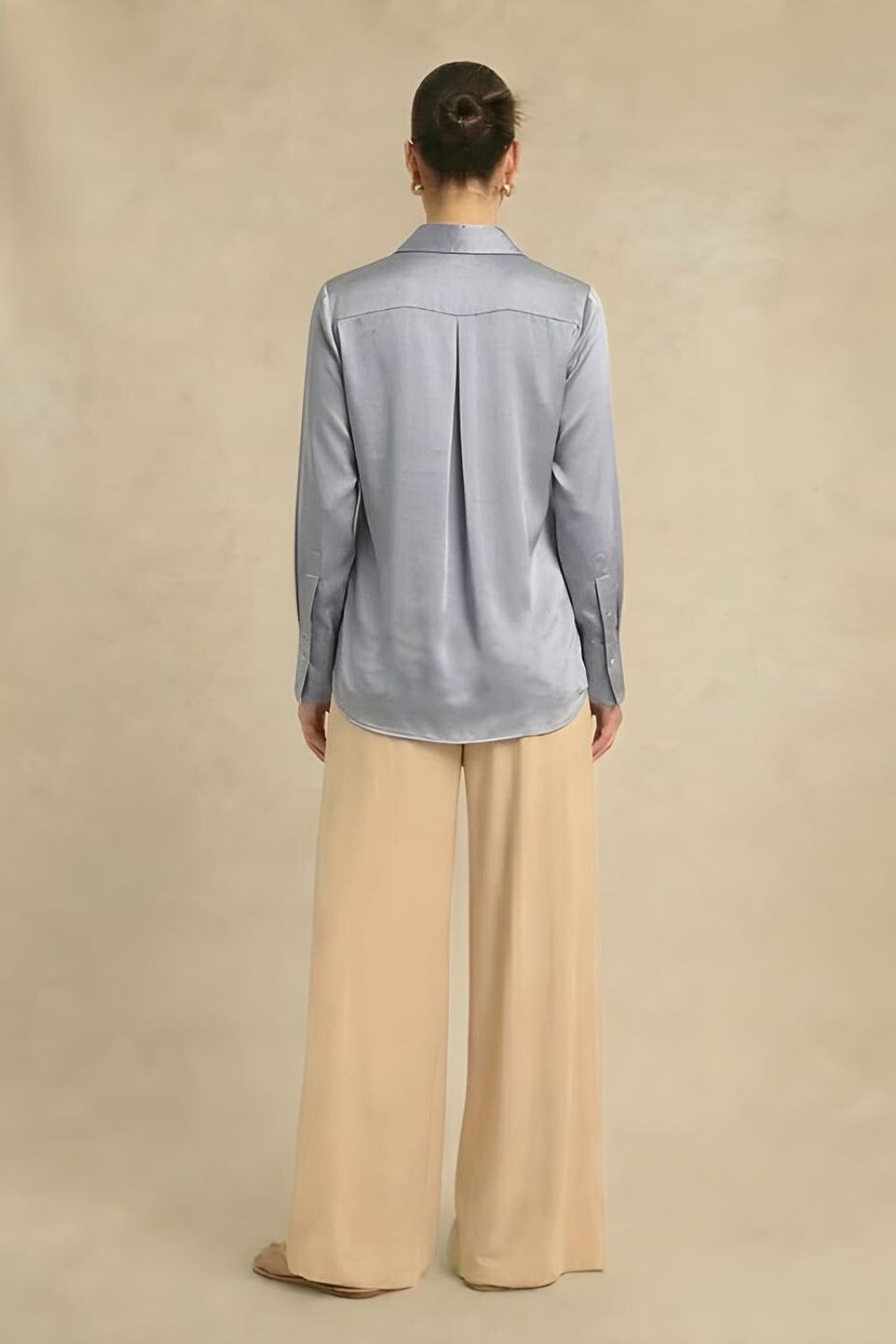 Steel Grey Wrap Blouse