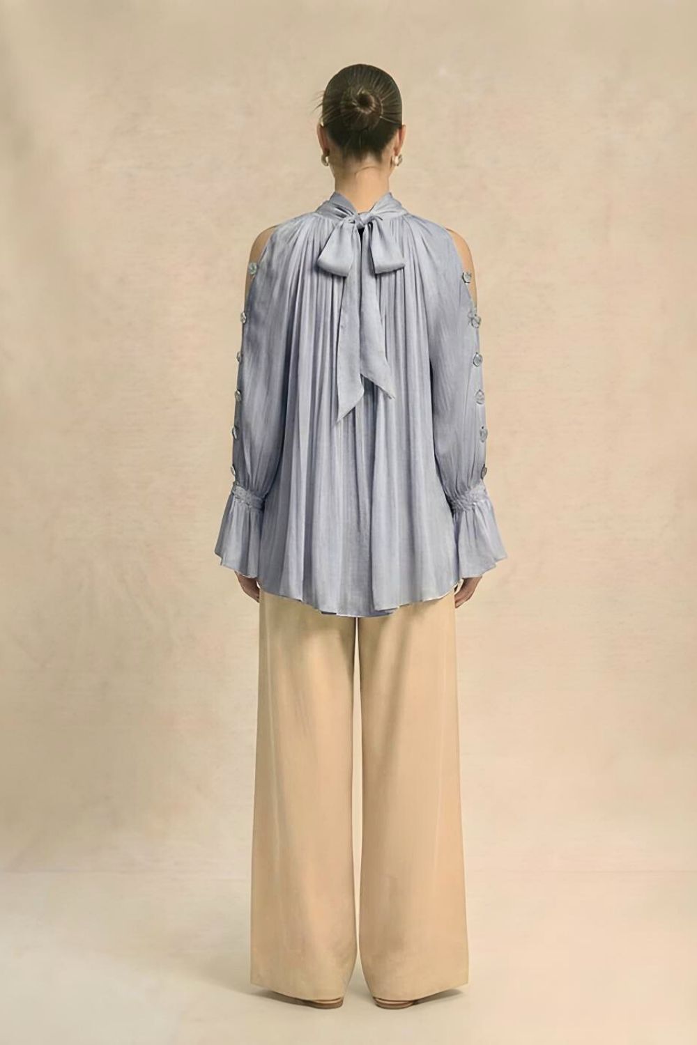 Steel Grey Halter Neck Blouse