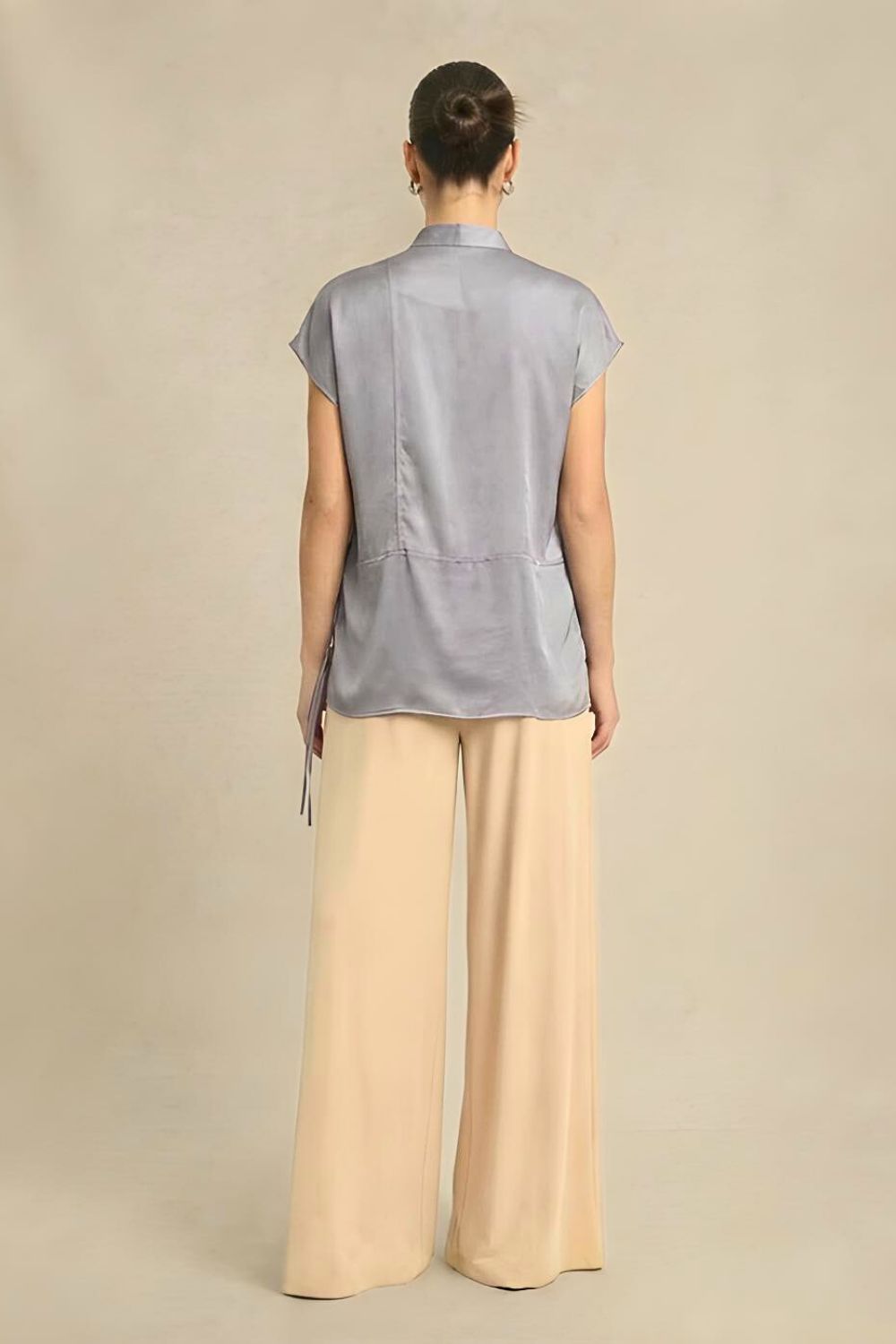 Steel Grey Crew Neck Blouse