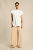 Ivory White Crew Neck Blouse