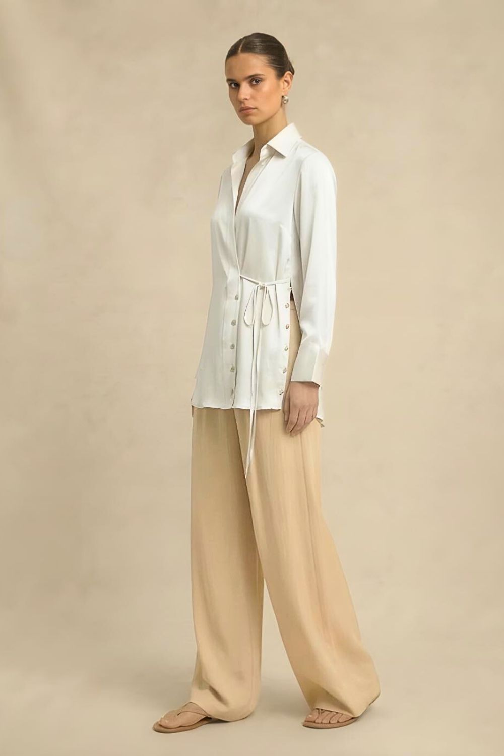 Ivory White Wrap Blouse
