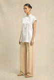 Ivory White Crew Neck Blouse
