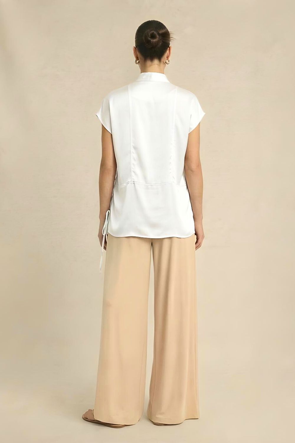 Ivory White Crew Neck Blouse