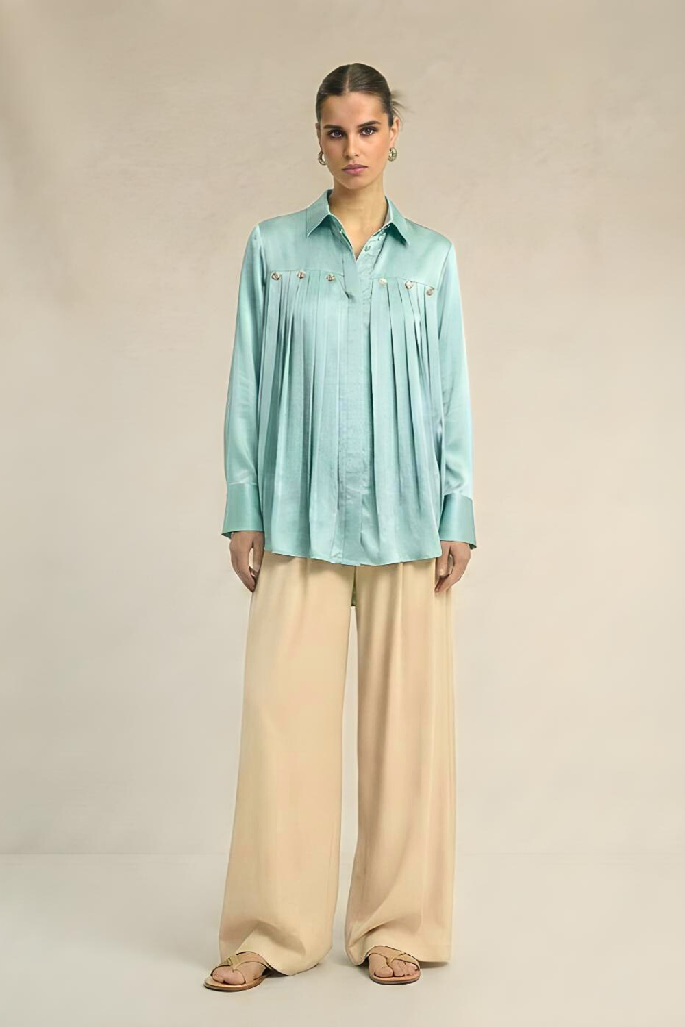 Tropical Breeze Blue Gather Shirt