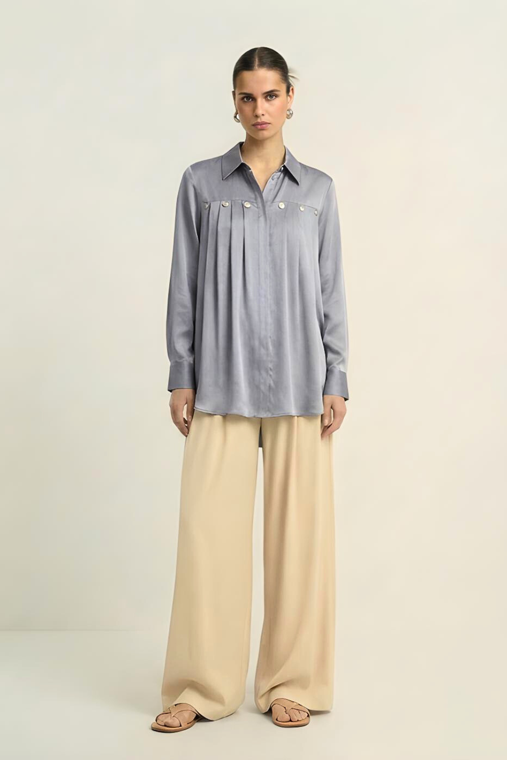 Steel Grey Gather Shirt