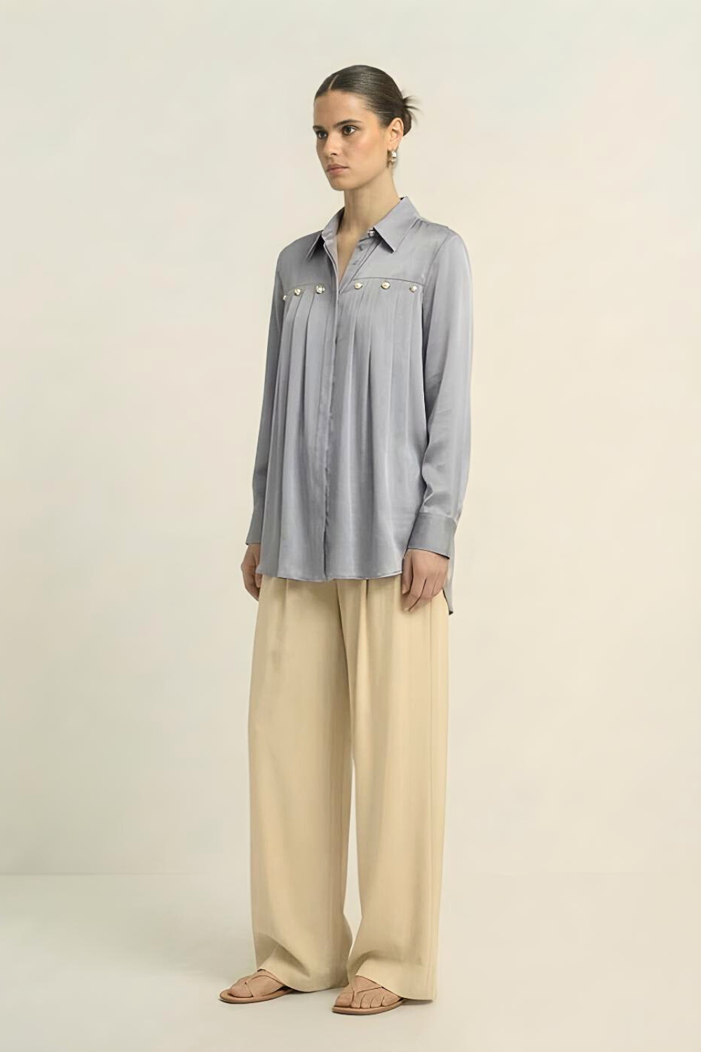 Steel Grey Gather Shirt