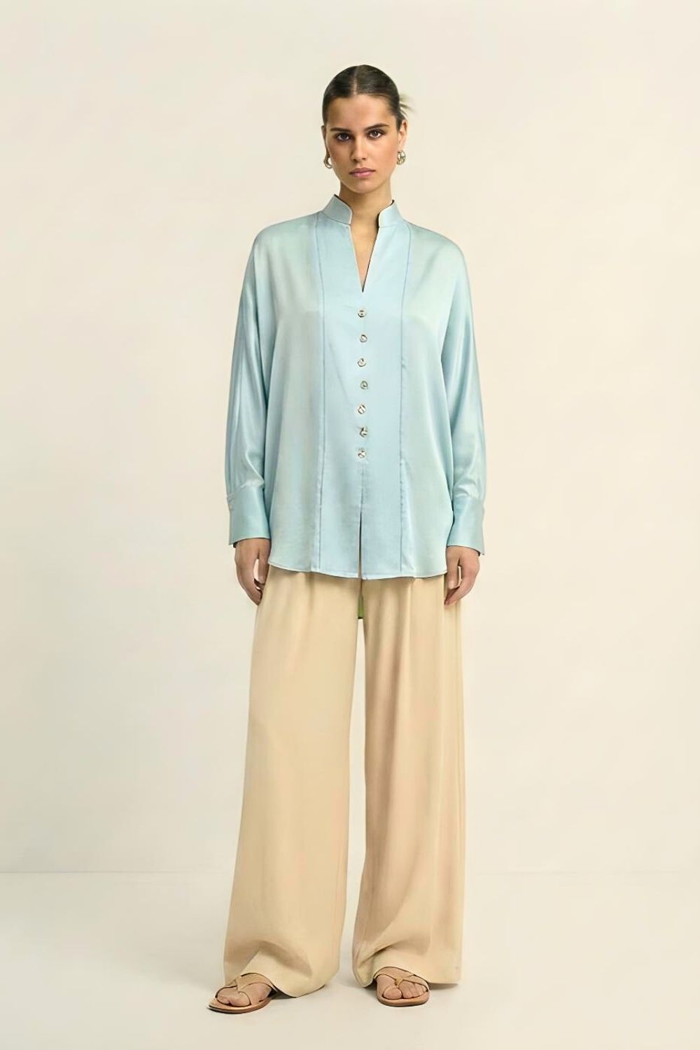 Tropical Breeze Blue Kaftan Blouse