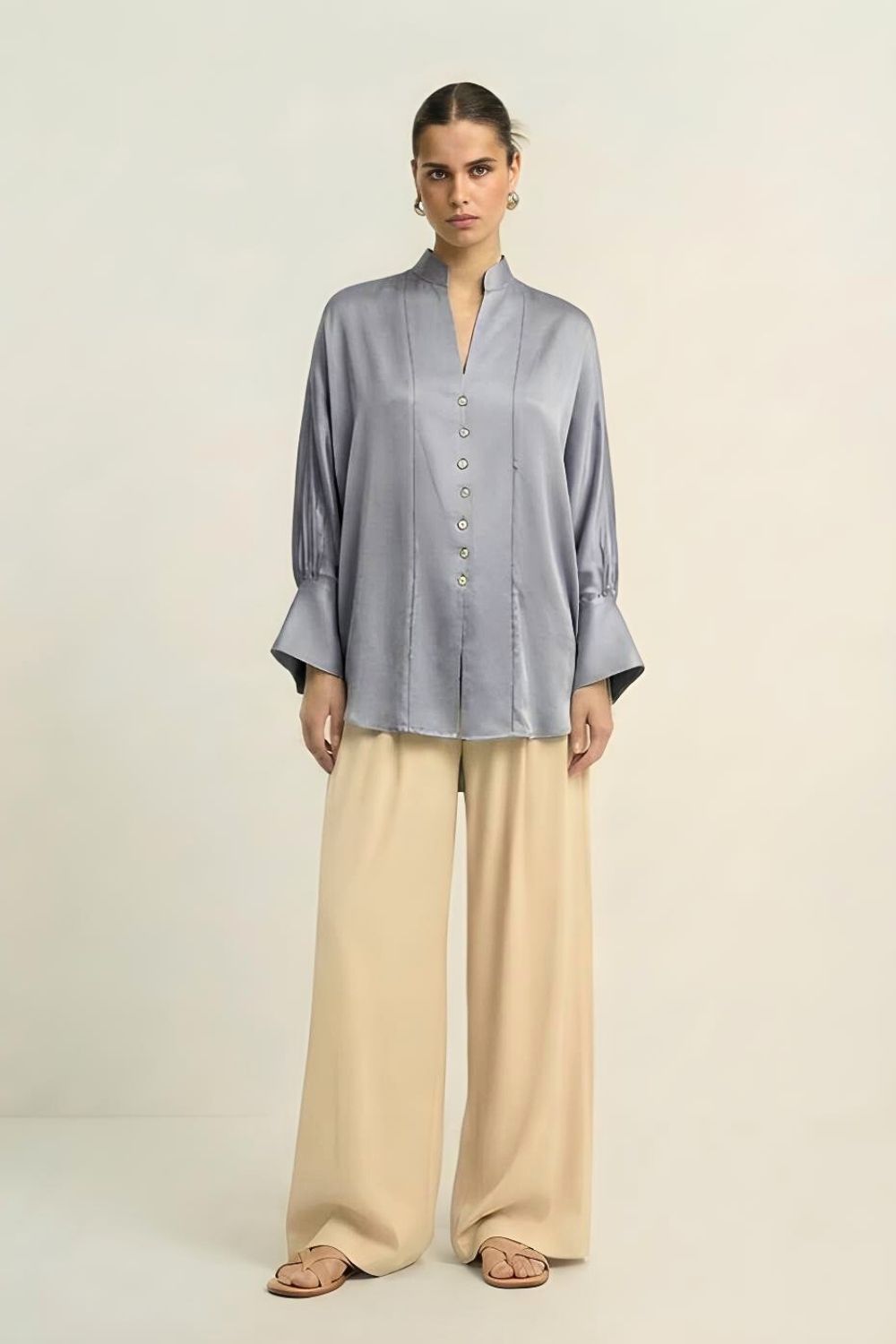 Steel Grey Kaftan Blouse