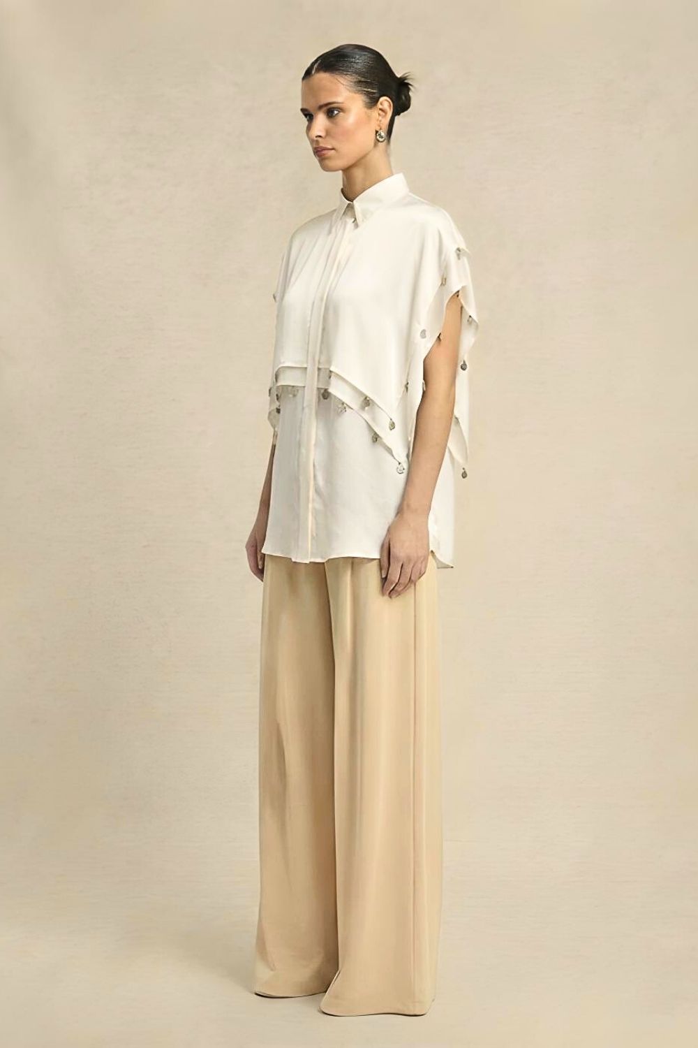 Ivory White Coin Flap Shirt