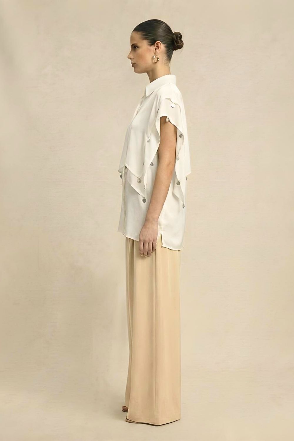 Ivory White Coin Flap Shirt