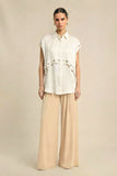 Ivory White Coin Flap Shirt