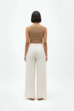 Ivory-Mango Yellow Pintucks Pants