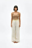 Ivory-Mango Yellow Pintucks Pants