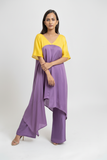 Purple Yellow Kurta Set