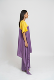 Purple Yellow Kurta Set