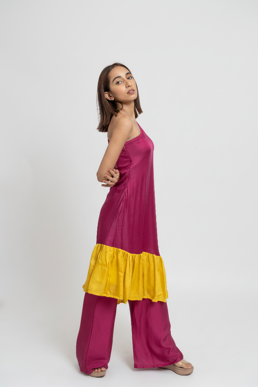Wine Yellow Co-ordinated Set