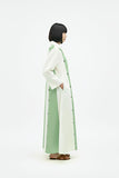 Ivory-Asparagus Green Panel Maxi Dress