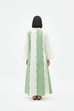 Ivory-Asparagus Green Panel Maxi Dress