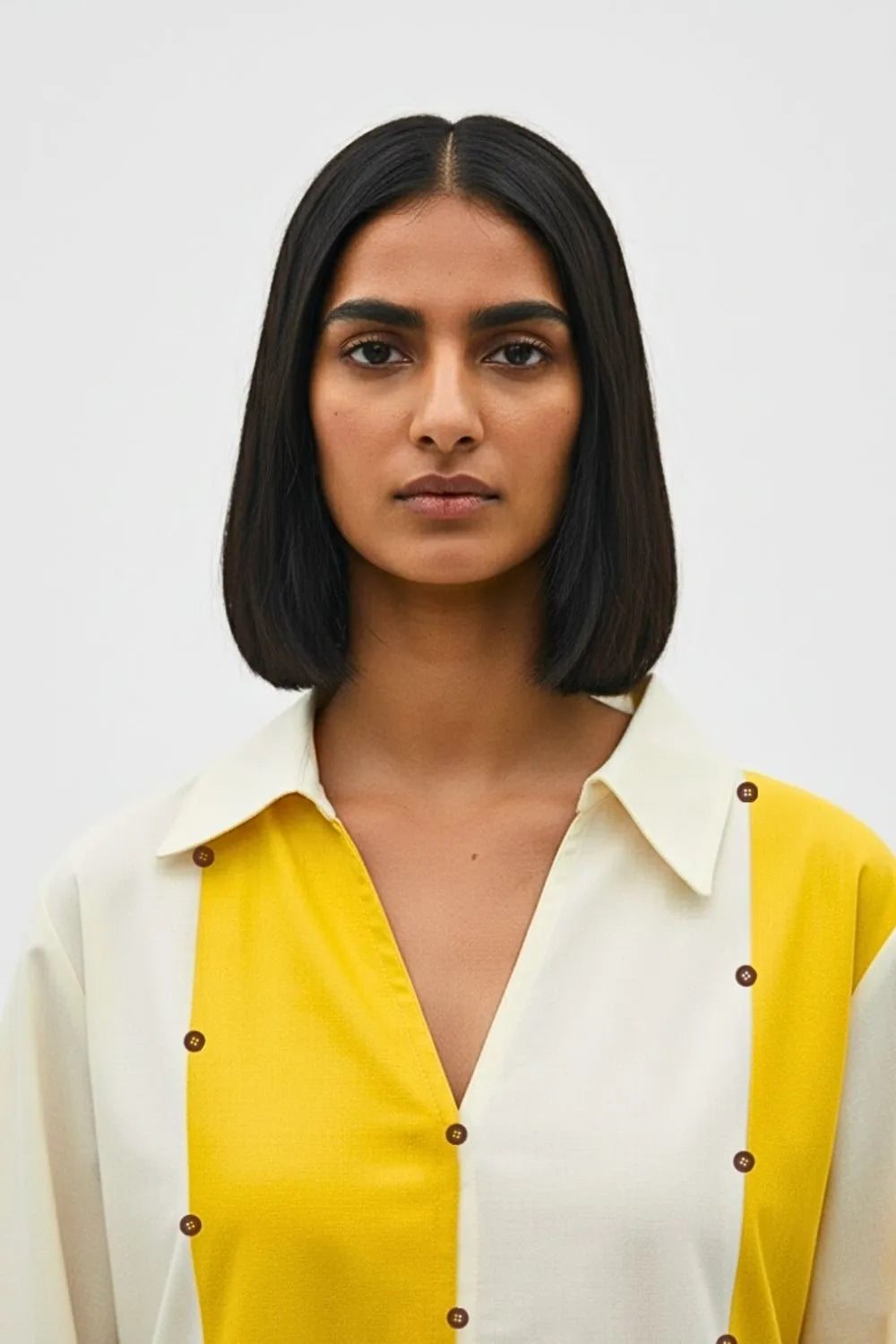 Ivory-Mango Yellow Panel Maxi Dress