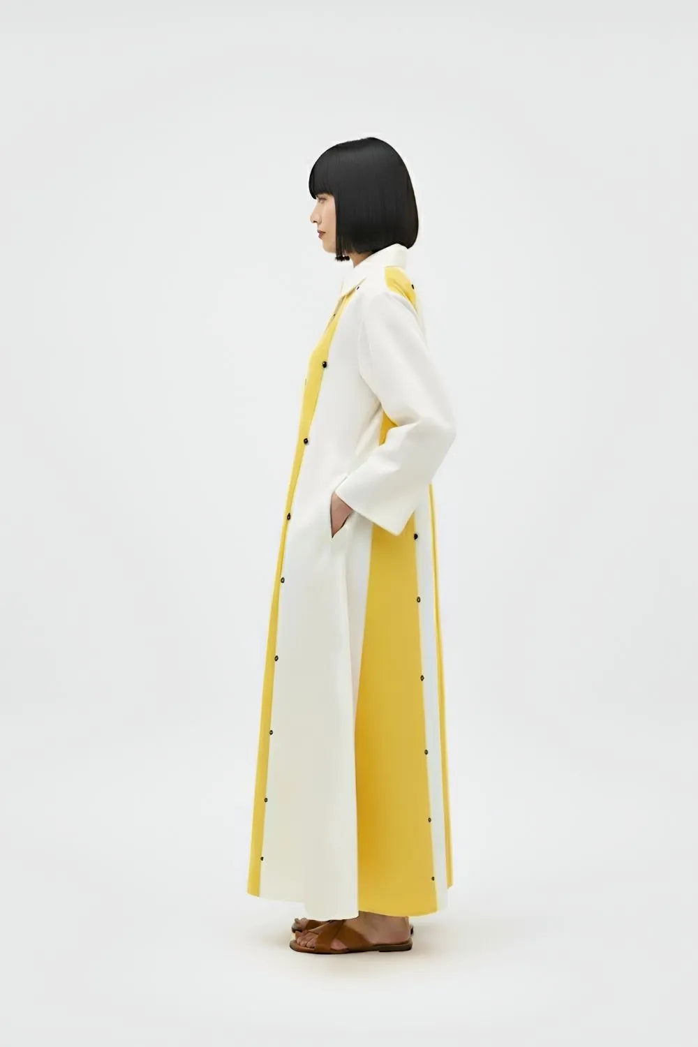 Ivory-Mango Yellow Panel Maxi Dress