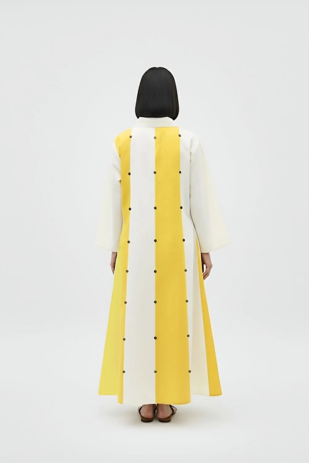 Ivory-Mango Yellow Panel Maxi Dress