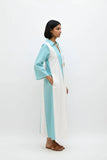 Ivory-Tiffany Blue Panel Maxi Dress