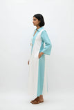 Ivory-Tiffany Blue Panel Maxi Dress