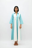 Ivory-Tiffany Blue Panel Maxi Dress