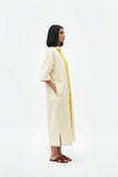 Ivory-Mango Yellow Pintucks Dress
