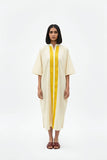 Ivory-Mango Yellow Pintucks Dress