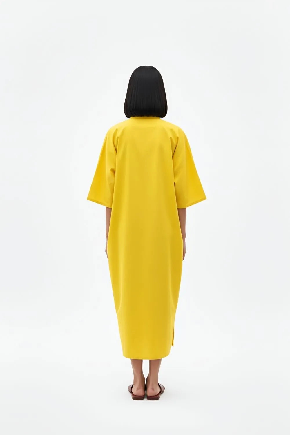 Mango Yellow-Ivory Pintucks Dress