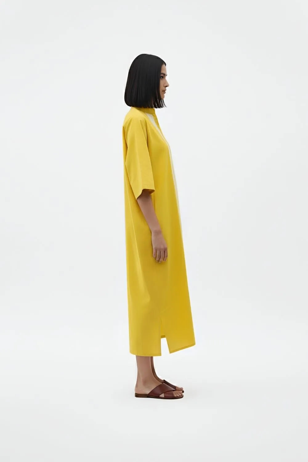 Mango Yellow-Ivory Pintucks Dress