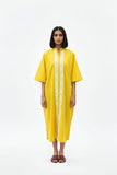 Mango Yellow-Ivory Pintucks Dress