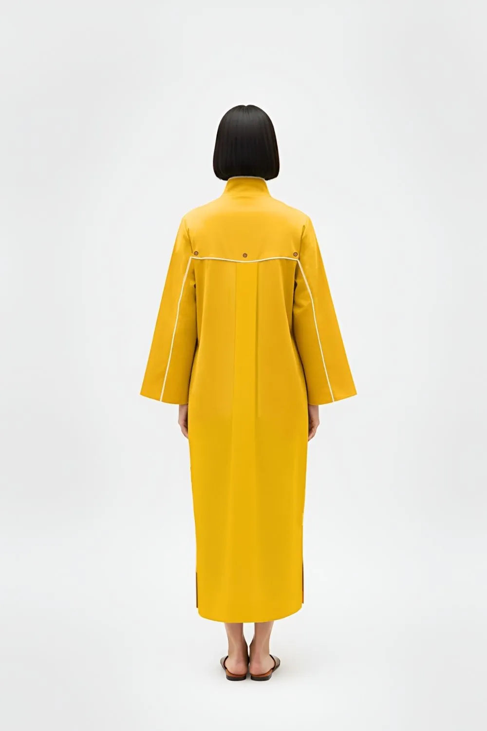 Mango Yellow-Ivory Collared Stripe Dress